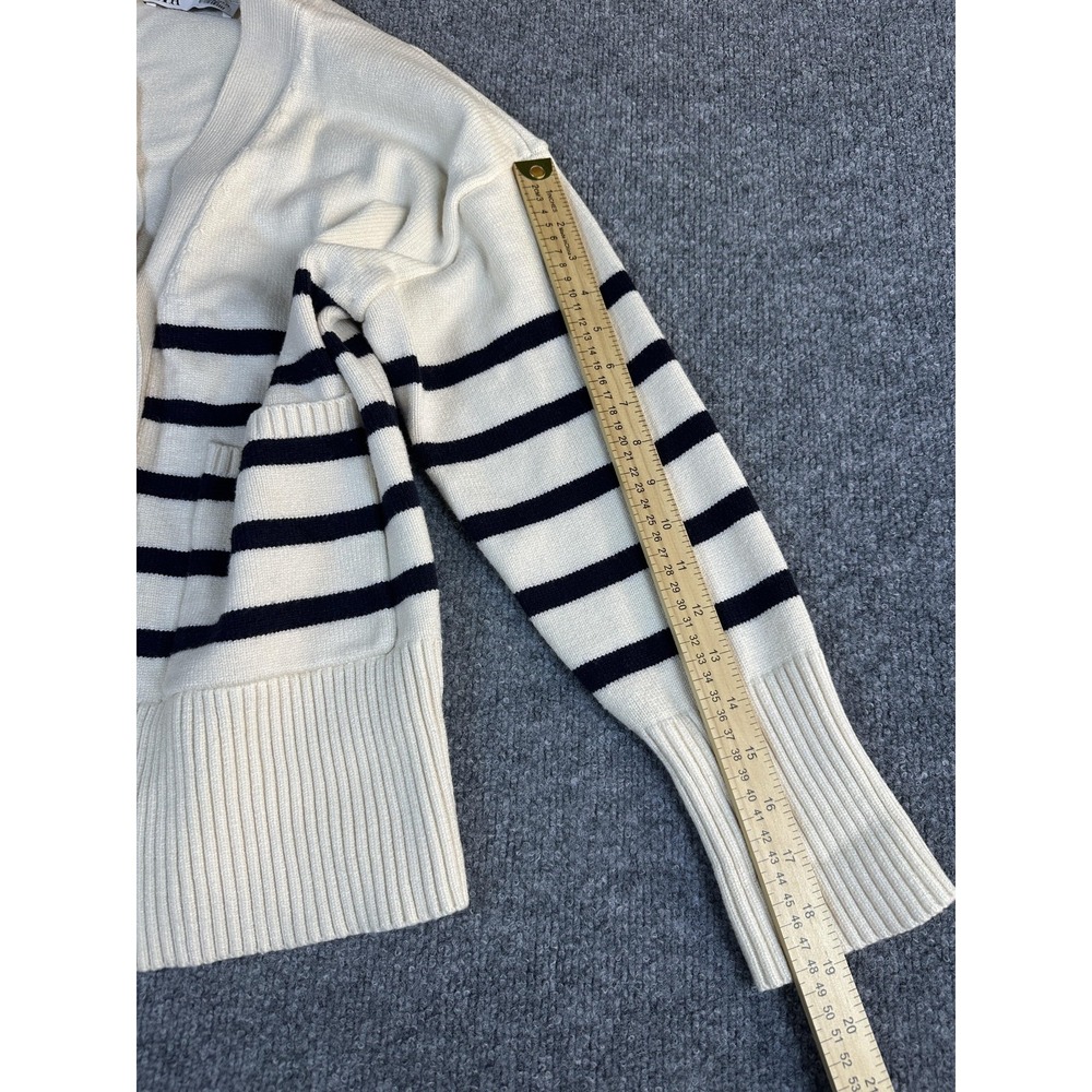 Zara Cardigan Womens S Cream Striped Nautical Coastal Fisherman Heavy Capsule - Picture 5 of 7